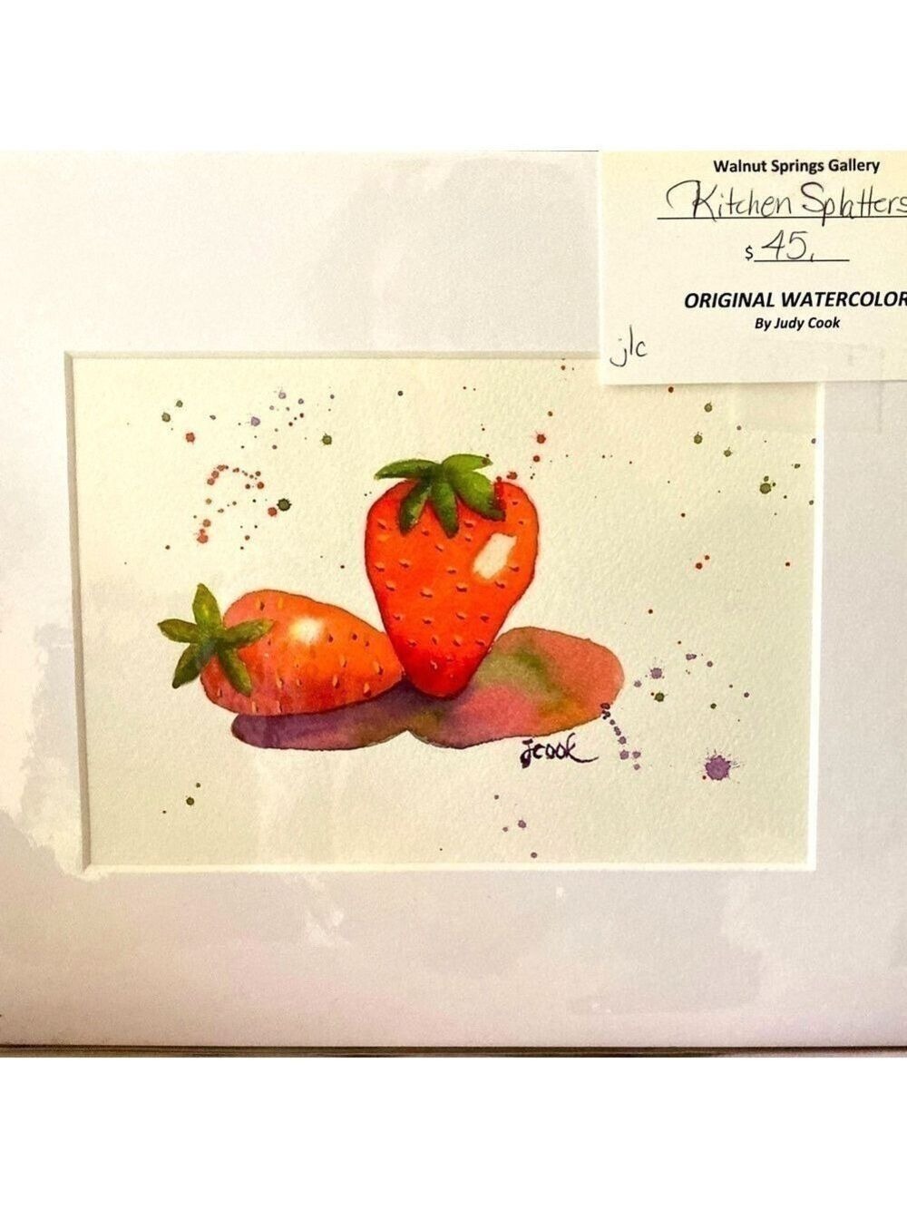 Original Watercolor painting Kitchen Splatters series Strawberry 8x10 ma…
